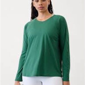 Athleta Grid Knit Long Sleeve Top, Trillium Green, Large